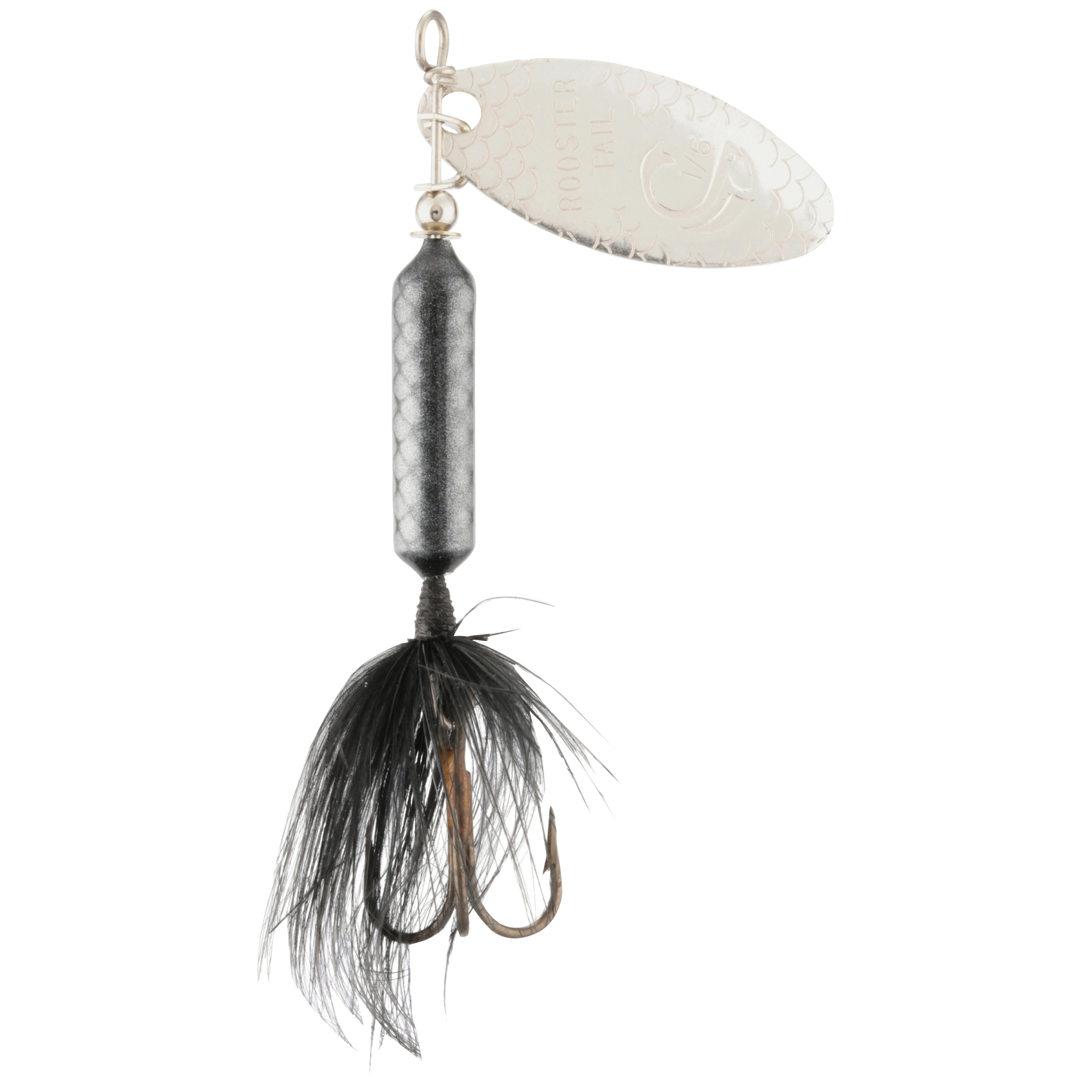 Worden's® Original Black Rooster Tail®, Inline Spinnerbait Fishing Lure, 1/6 oz Carded Pack - image 1 of 4