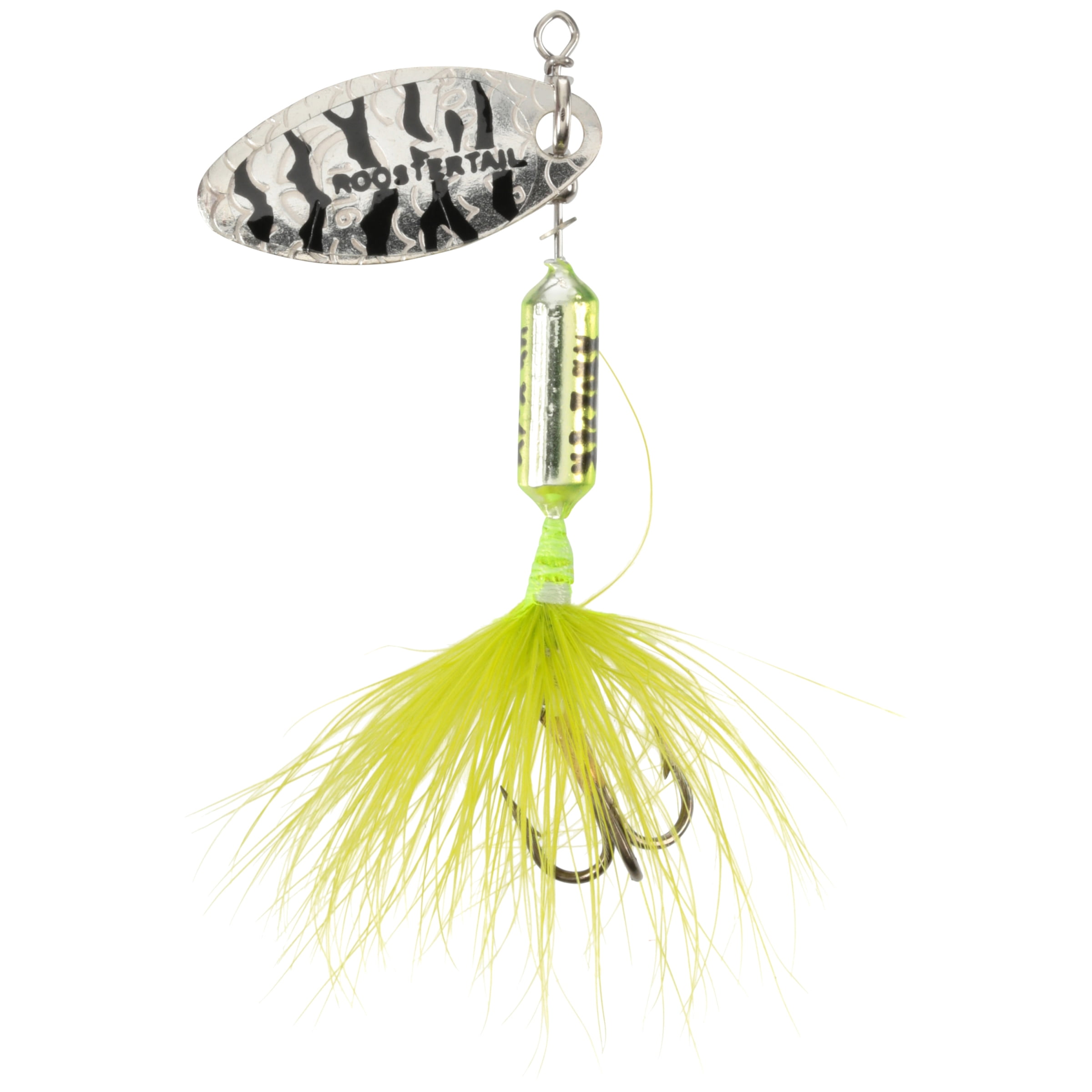 Worden's® Original Rooster Tail®, Inline Spinnerbait Fishing Lure, 1/16 oz.  Metallic Chartreuse Tiger