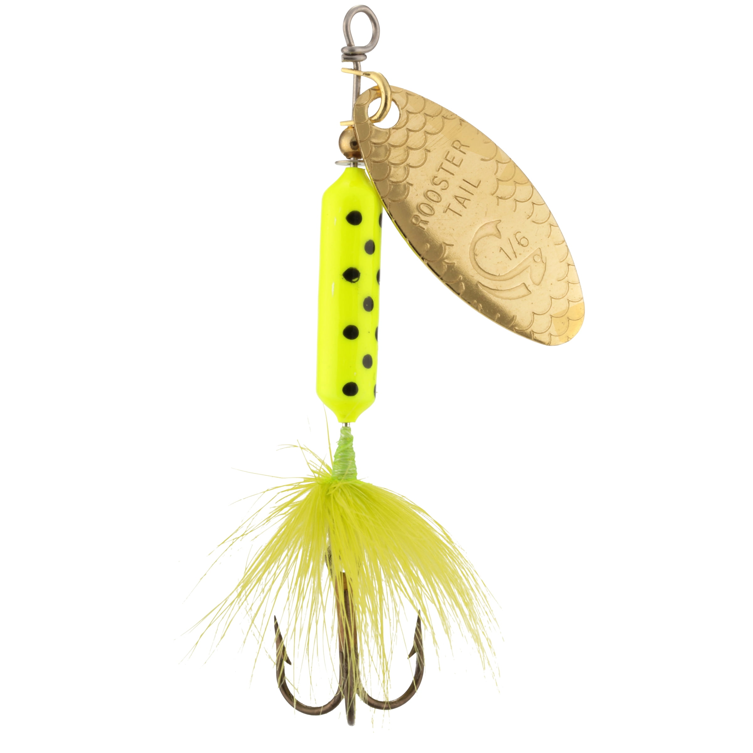Worden's® Original Rooster Tail®, Inline Spinnerbait Fishing Lure, 1/6 oz  Chartreuse Dalmation 
