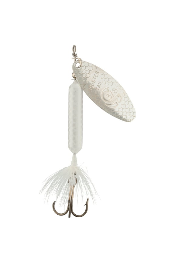 Worden's® Original White Rooster Tail®, Inline Spinnerbait Fishing Lure, 3/8 oz