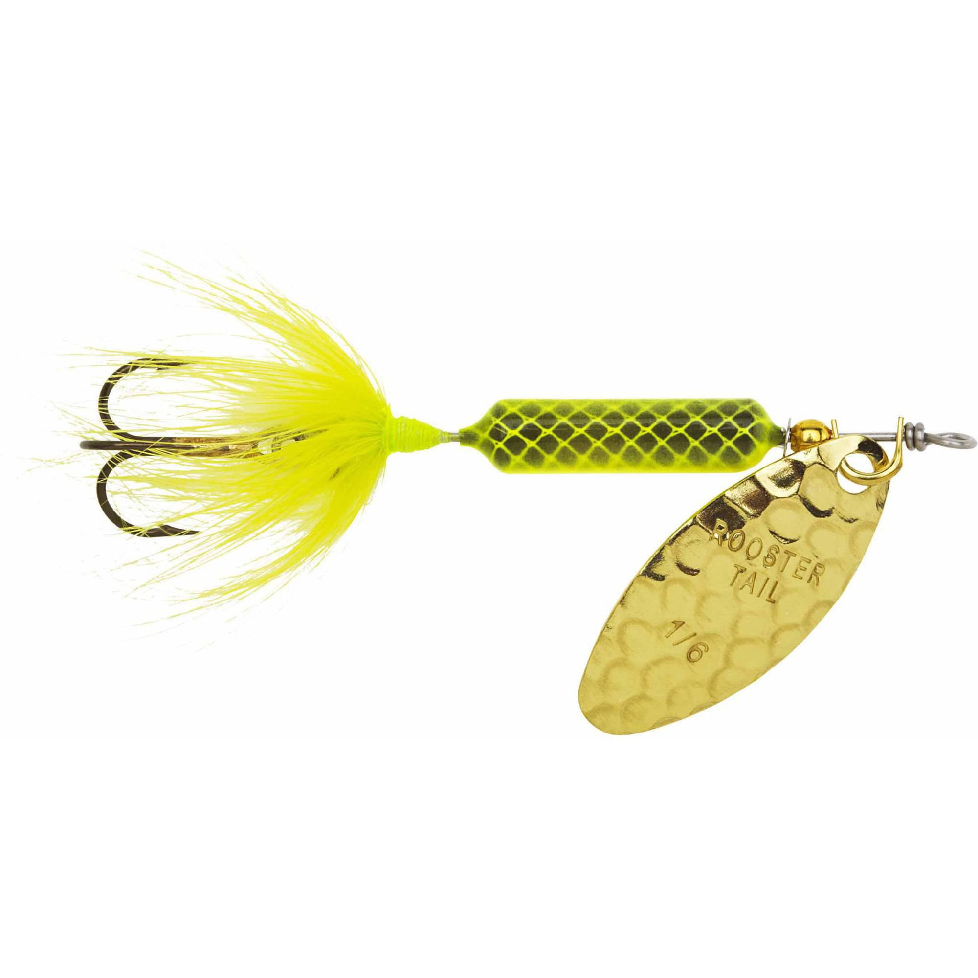 Worden's Rooster Tail, 1/4 oz, Hammered Brass Chartreuse