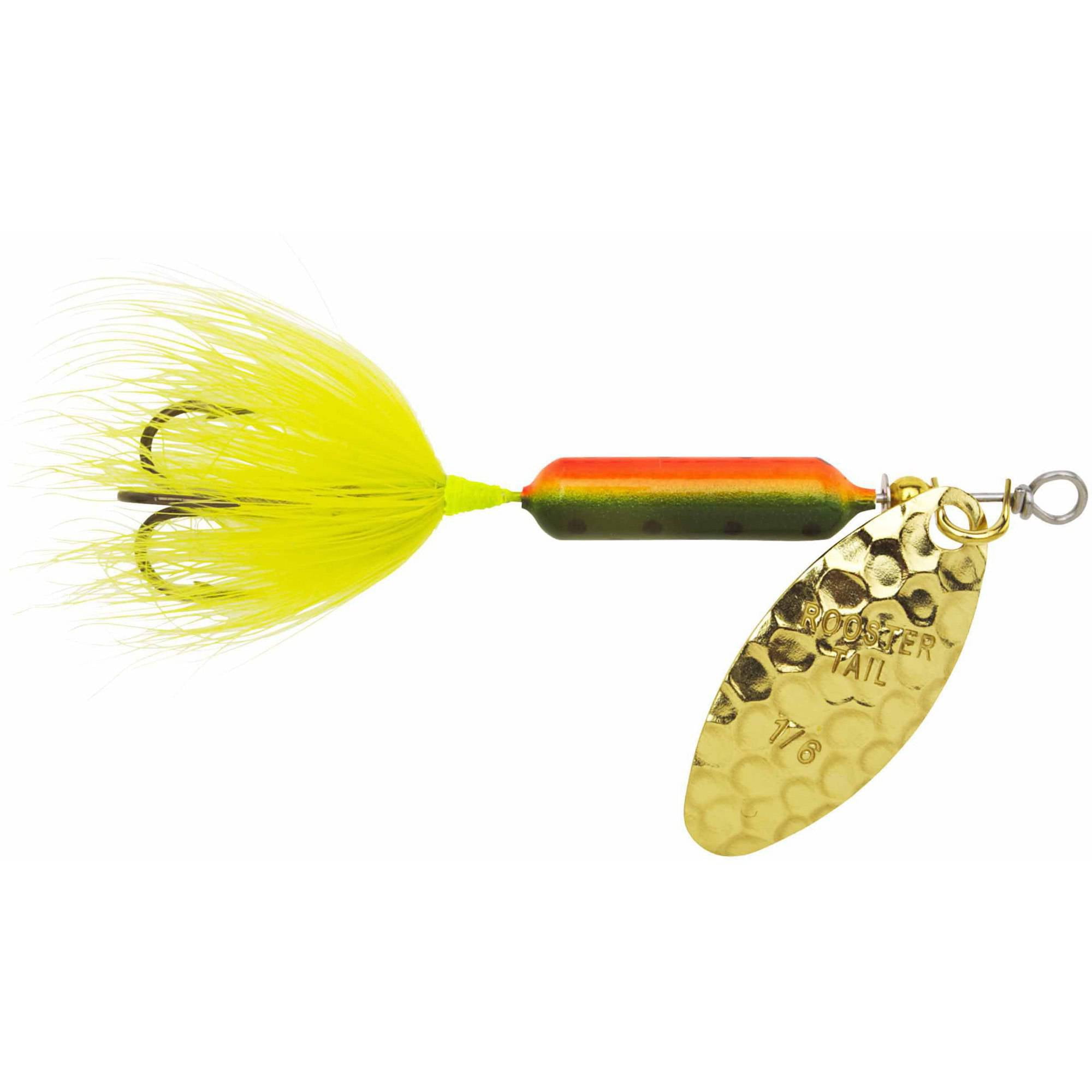 Worden's Rooster Tail, Inline Spinnerbait Fishing Lure, Hammered Brass  Firetiger, 1/8 oz