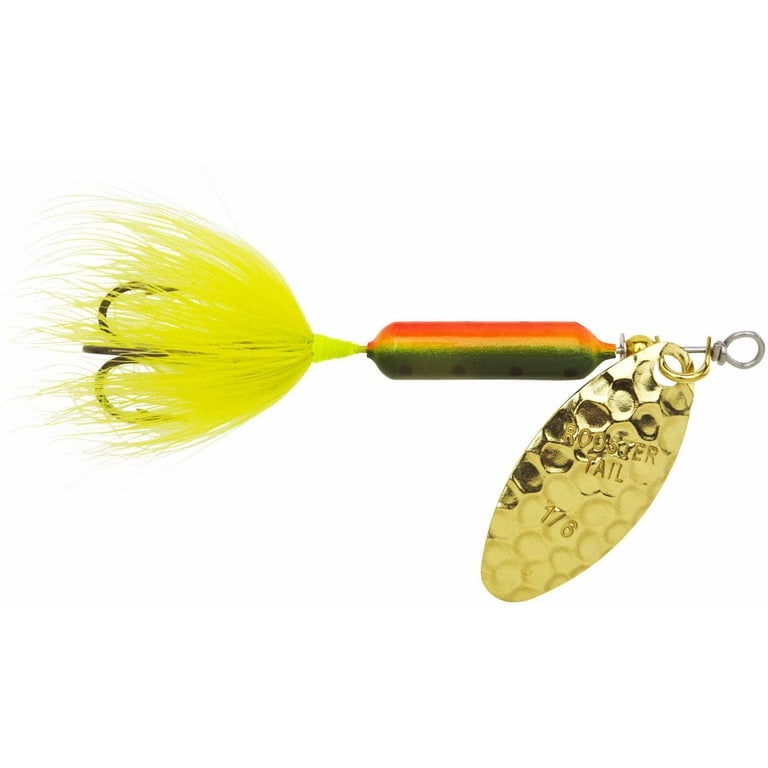 Worden's Rooster Tail, Inline Spinnerbait Fishing Lure, Hammered Brass  Firetiger, 1/8 oz 