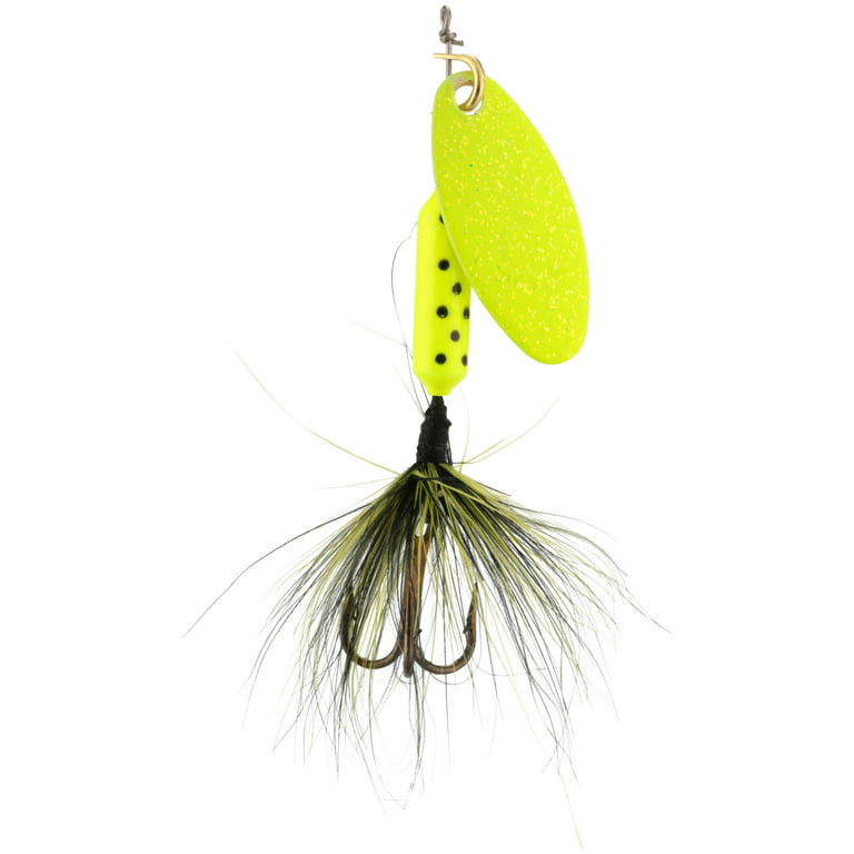 Worden's® Rooster Tail® Original Chartreuse Dot, Inline Spinnerbait Fishing  Lure, 1/8 oz. Carded Pack