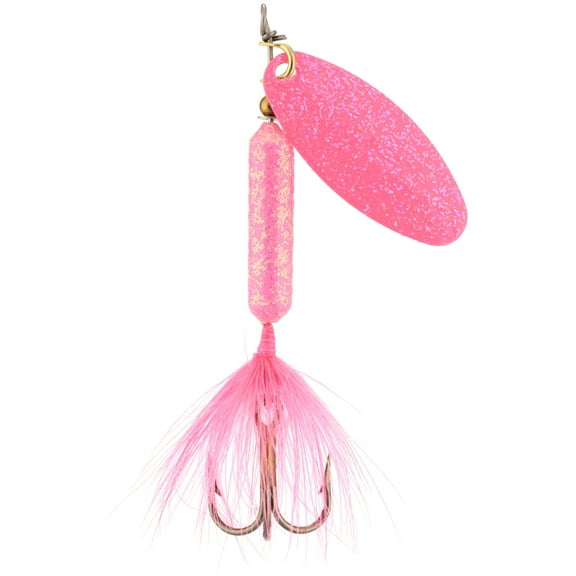 Worden's® Rooster Tail® Original, Inline Spinnerbait Fishing Lure, Glitter Pink, 1/4 oz. Carded Pack
