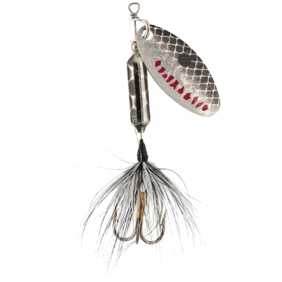 Worden's® Rooster Tail® Original Met Silver Black Lure, Inline Spinnerbait Fishing Lure, 1/8 oz. Carded Pack