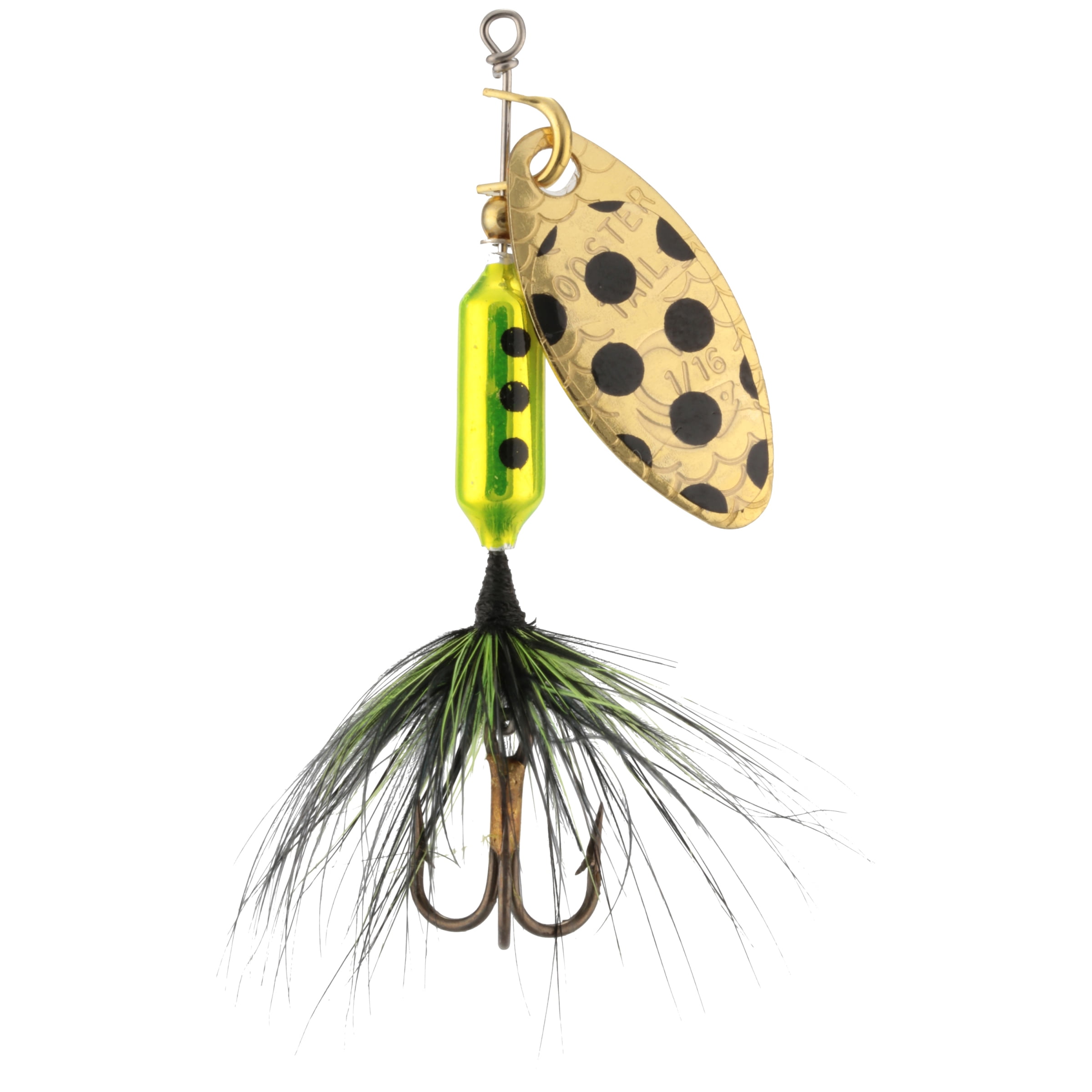 Worden's® Rooster Tail® Original Met Spot, Inline Spinnerbait Fishing Lure, 1/16  oz. Carded Pack 