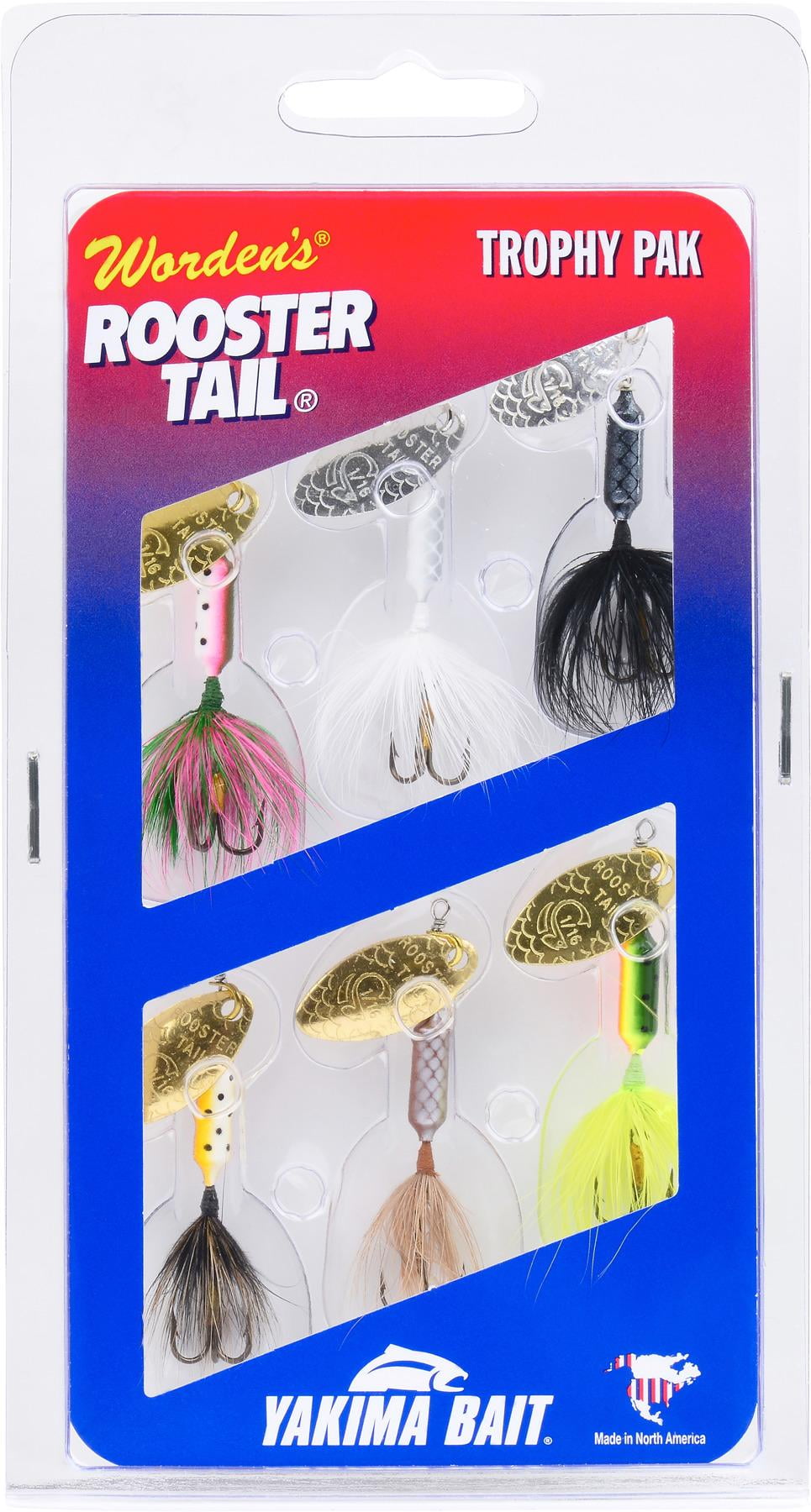 Wordens 225-Y350 Rooster Tail Tail 6 Pak Size 1/6oz BL CHR FRT