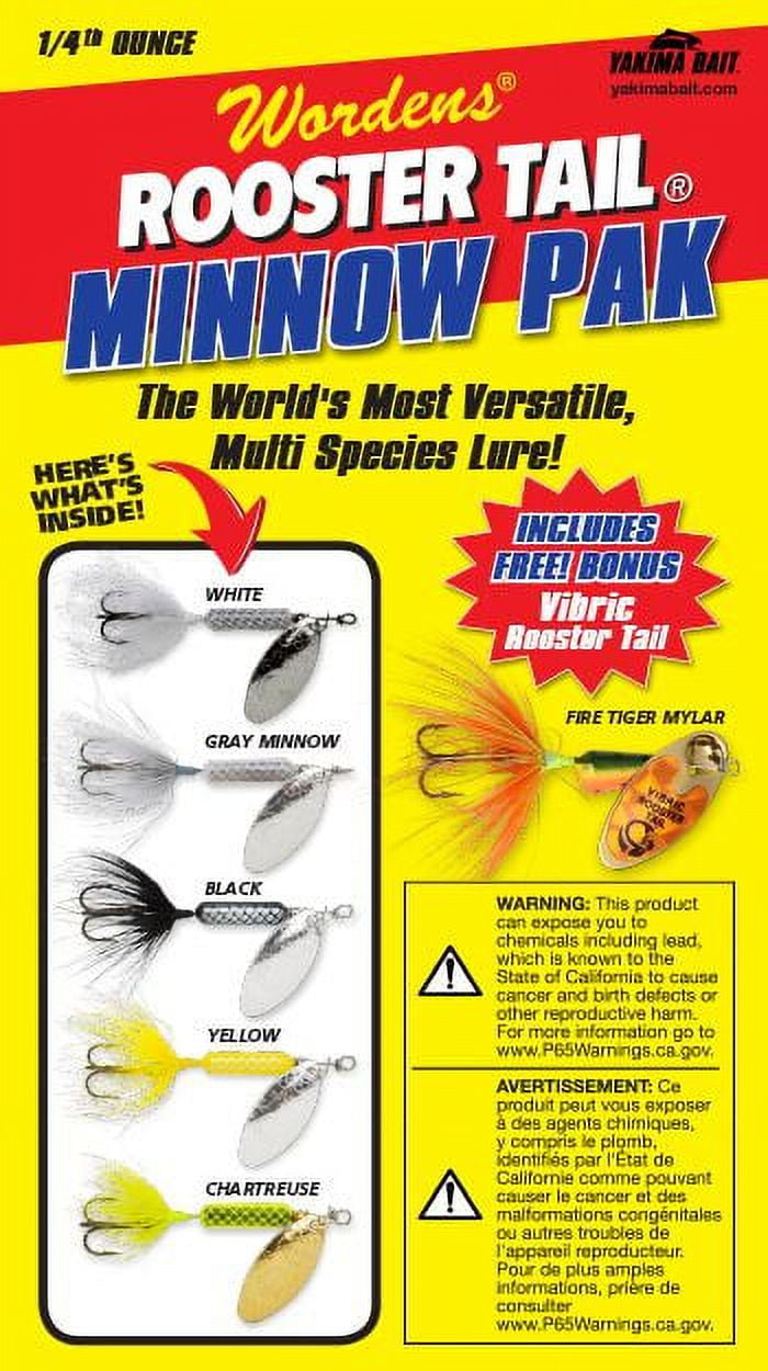 Wordens Original Rooster Tail Minnow, Inline Spinnerbait Fishing Lure, Kit,  1/4oz