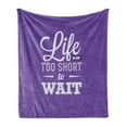 thumbnail image 1 of Wording Soft Flannel Fleece Throw Blanket, Abstract Slogan Composition Stimulating Active Life Carpe Diem Philosophy, Cozy Plush for Indoor and Outdoor Use, 50" x 70", Purple White, by Ambesonne, 1 of 5
