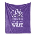 thumbnail image 1 of Wording Soft Flannel Fleece Throw Blanket, Abstract Slogan Composition Stimulating Active Life Carpe Diem Philosophy, Cozy Plush for Indoor and Outdoor Use, 60" x 80", Purple White, by Ambesonne, 1 of 5