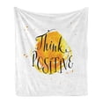 thumbnail image 1 of Wording Soft Flannel Fleece Throw Blanket, Color Splash with Dots and Positive Outlook on Life Words Watercolor Effect, Cozy Plush for Indoor and Outdoor Use, 60" x 80", Orange Black, by Ambesonne, 1 of 5