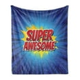 thumbnail image 1 of Wording Soft Flannel Fleece Throw Blanket, Comic Book Design with Half Tone and Lines Background Super Words, Cozy Plush for Indoor and Outdoor Use, 70" x 90", Red Blue Yellow, by Ambesonne, 1 of 5