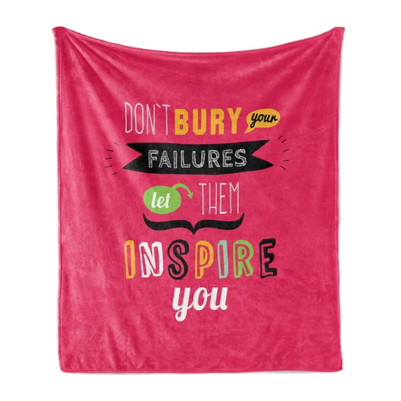 Wording Soft Flannel Fleece Throw Blanket, Encouragement Related Saying with Different Font Styles Modern Positive Vibes, Cozy Plush for Indoor and Outdoor Use, 50" x 60", Multicolor, by Ambesonne