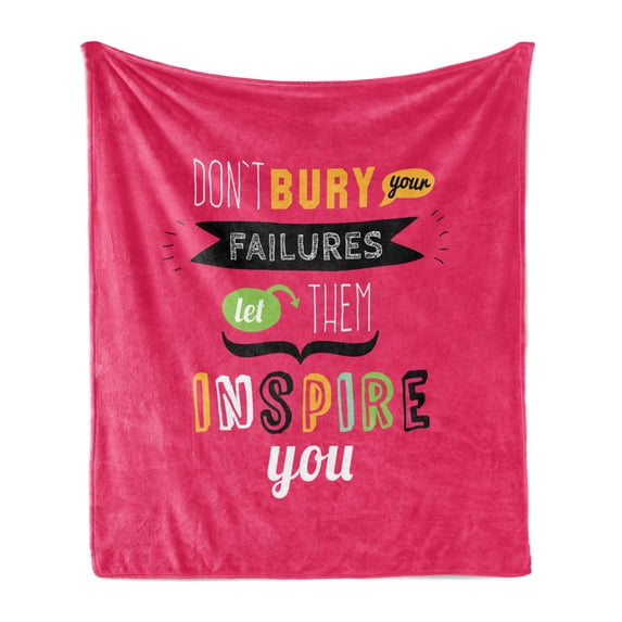 Wording Soft Flannel Fleece Throw Blanket, Encouragement Related Saying with Different Font Styles Modern Positive Vibes, Cozy Plush for Indoor and Outdoor Use, 70" x 90", Multicolor, by Ambesonne
