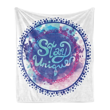 Wording Soft Flannel Fleece Throw Blanket, Inspirational Words on Watercolor Brushstroke Background Retro Print, Cozy Plush for Indoor and Outdoor Use, 50" x 60", Blue Purple, by Ambesonne