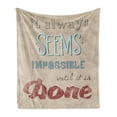 thumbnail image 1 of Wording Soft Flannel Fleece Throw Blanket, Vintage Display with Wise Words About the Importance of Persistence, Cozy Plush for Indoor and Outdoor Use, 60" x 80", Blue Ruby Pale Brown, by Ambesonne, 1 of 5