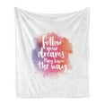 thumbnail image 1 of Wording Soft Flannel Fleece Throw Blanket, Words About Finding Your Way in Life Modern Letters Watercolor Splash, Cozy Plush for Indoor and Outdoor Use, 60" x 80", Coral Pink Purple, by Ambesonne, 1 of 5