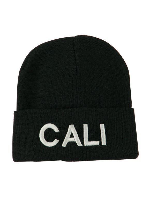 Wording of Cali Embroidered Beanie - Black OSFM