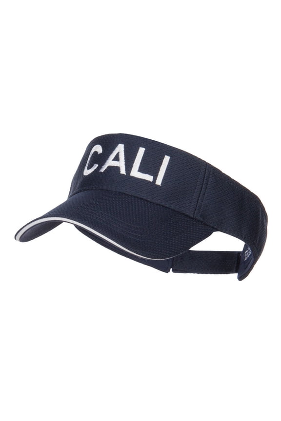 Wording of Cali Embroidered Mesh Visor - Navy OSFM