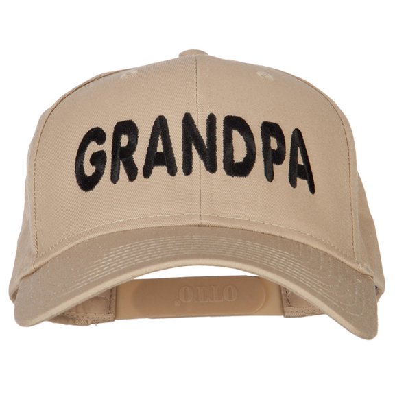 Wording of Grandpa Embroidered Solid Cotton Pro Style Cap - Khaki OSFM
