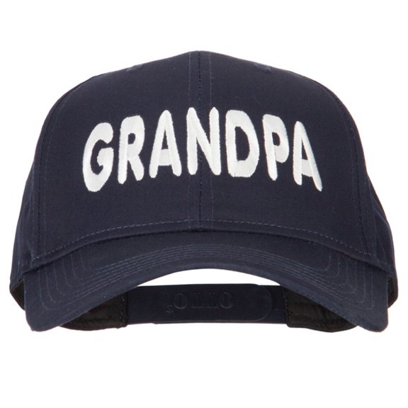 Wording of Grandpa Embroidered Solid Cotton Pro Style Cap - Navy OSFM
