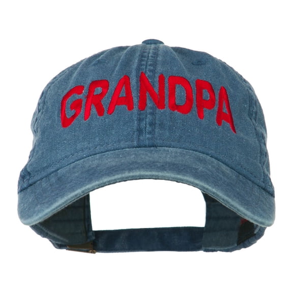 Wording of Grandpa Embroidered Washed Cap - Navy OSFM
