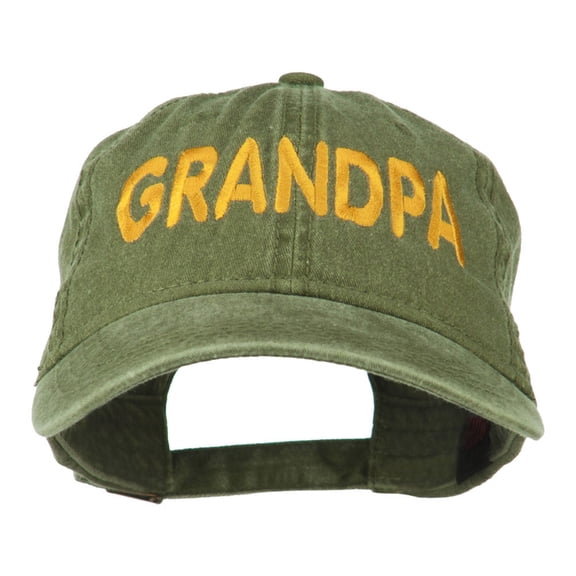 Wording of Grandpa Embroidered Washed Cap - Olive Green OSFM