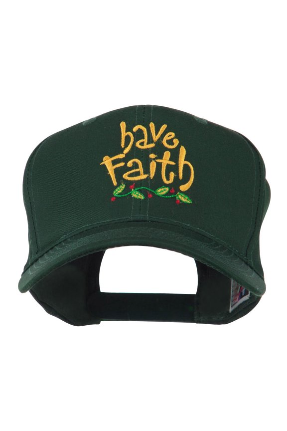 Wording of Have Faith Embroidered Cap - Green OSFM