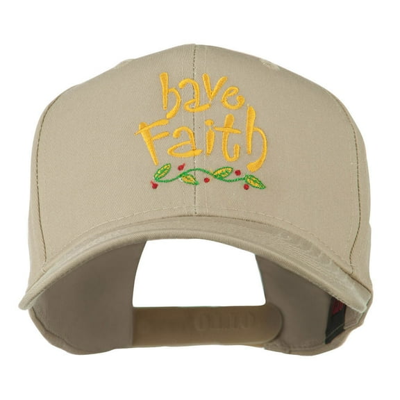 Wording of Have Faith Embroidered Cap - Khaki OSFM