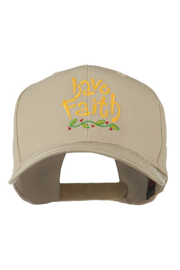 Wording of Have Faith Embroidered Cap - Khaki OSFM