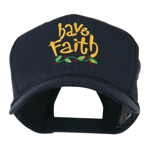 Wording of Have Faith Embroidered Cap - Navy OSFM