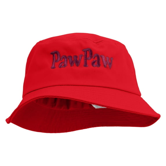 Wording of Paw Paw Embroidered Big Size Cotton Blend Twill Bucket Hat - Red XL-2XL
