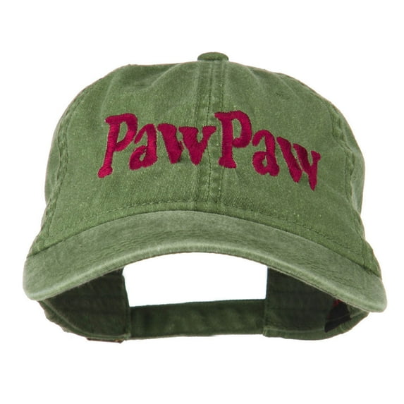 Wording of PawPaw Embroidered Washed Cap - Olive Green OSFM