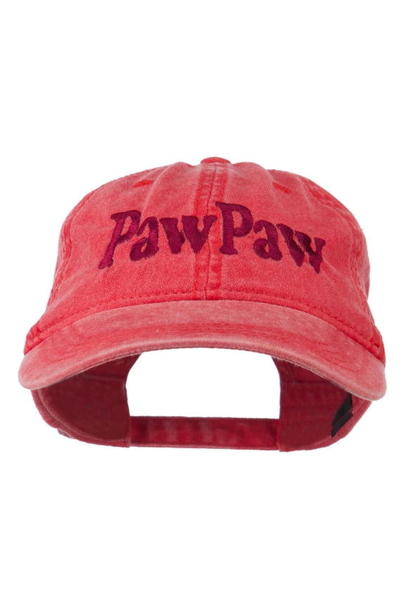 Wording of PawPaw Embroidered Washed Cap - Red OSFM