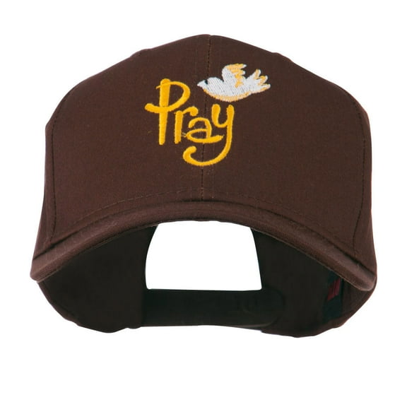 Wording of Pray with Dove Embroidered Cap - Brown OSFM