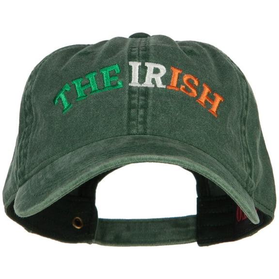 Wording of The Irish Embroidered Washed Cotton Cap - Dk Green OSFM
