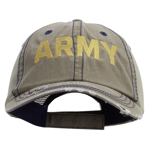 Wording of US Army Embroidered Low Profile Special Cotton Mesh Cap - Khaki OSFM