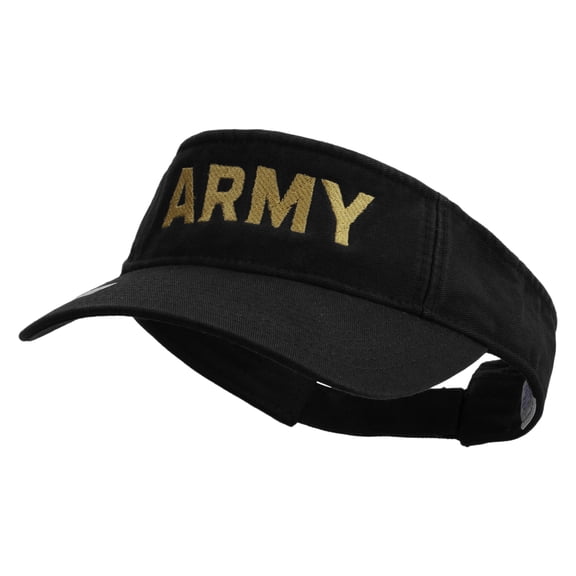Wording of US Army Embroidered Pro Style Twill Washed Visor - Black OSFM