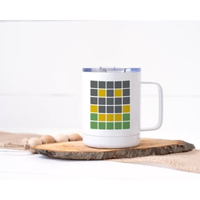 Wordle Puzzle Smiley Face Stainless Steel Travel Coffee Mug