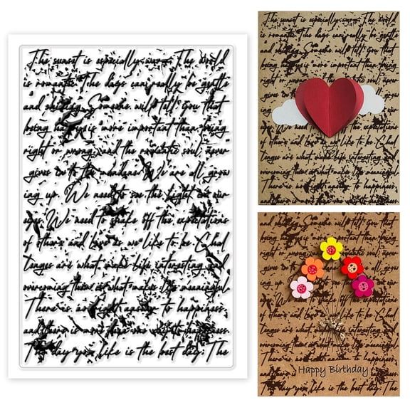 Words Background Clear Stamp Enjoy Life Theme Vintage Ink Blots Letters Transparent Stamp Decorative Clear Stamps for Card Making