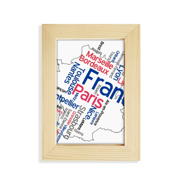 Words City Name France Mark Map Desktop Display Photo Frame Picture Art Painting 5x7 inch