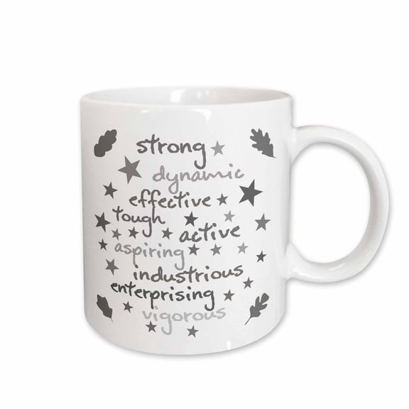3drose, Words of Strength and Energy Positive Grey Text on White Background, 11oz Mug