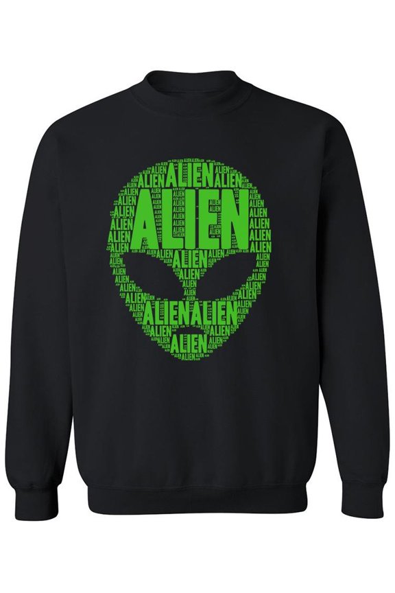 Words On Alien Head Sweatshirt Men -Image by Shutterstock, Male Large