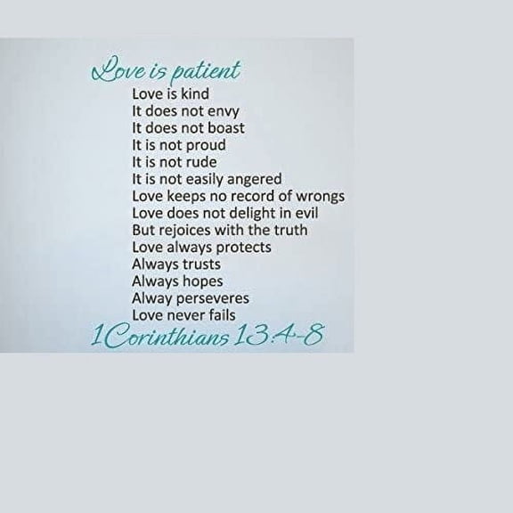 Words Quote Love is Patient Love is Kind.Romantic Motivation Wall Decal Christian Sticker Decor for Home