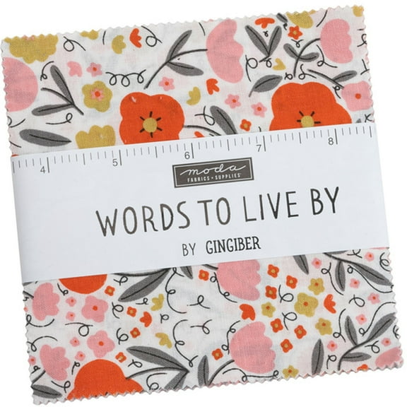 Words To Live By Moda Charm Pack by Gingiber; 42 - 5" Precut Fabric Quilt Squares
