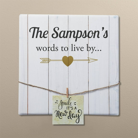 Words To Live By Personalized 12" x 12" Canvas with Photo Clips