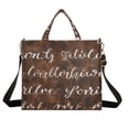 thumbnail image 1 of Words White Corduroy Tote Bag Handbag Large Messenger Bag Shoulder Crossbody Zipper Bag Purse, 1 of 8