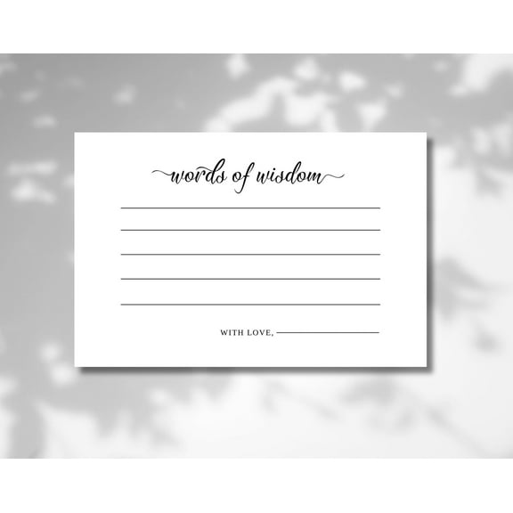 Words of Wisdom Card (50 Cards) 4" x 6" - Blank Advice Cards for Wedding, Graduation, Bridal Shower, Baby Shower, Mr. and Mrs. Bride and Groom