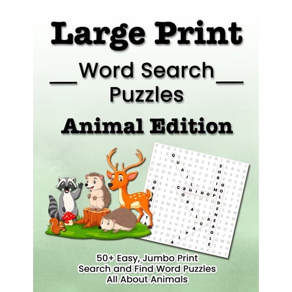 Wordsearch Fun for All Large Print Word Search Puzzles Animal Edition: 50+ Easy, Jumbo Print Search and Find Word Puzzles All About Animals, Book 3, (Paperback)